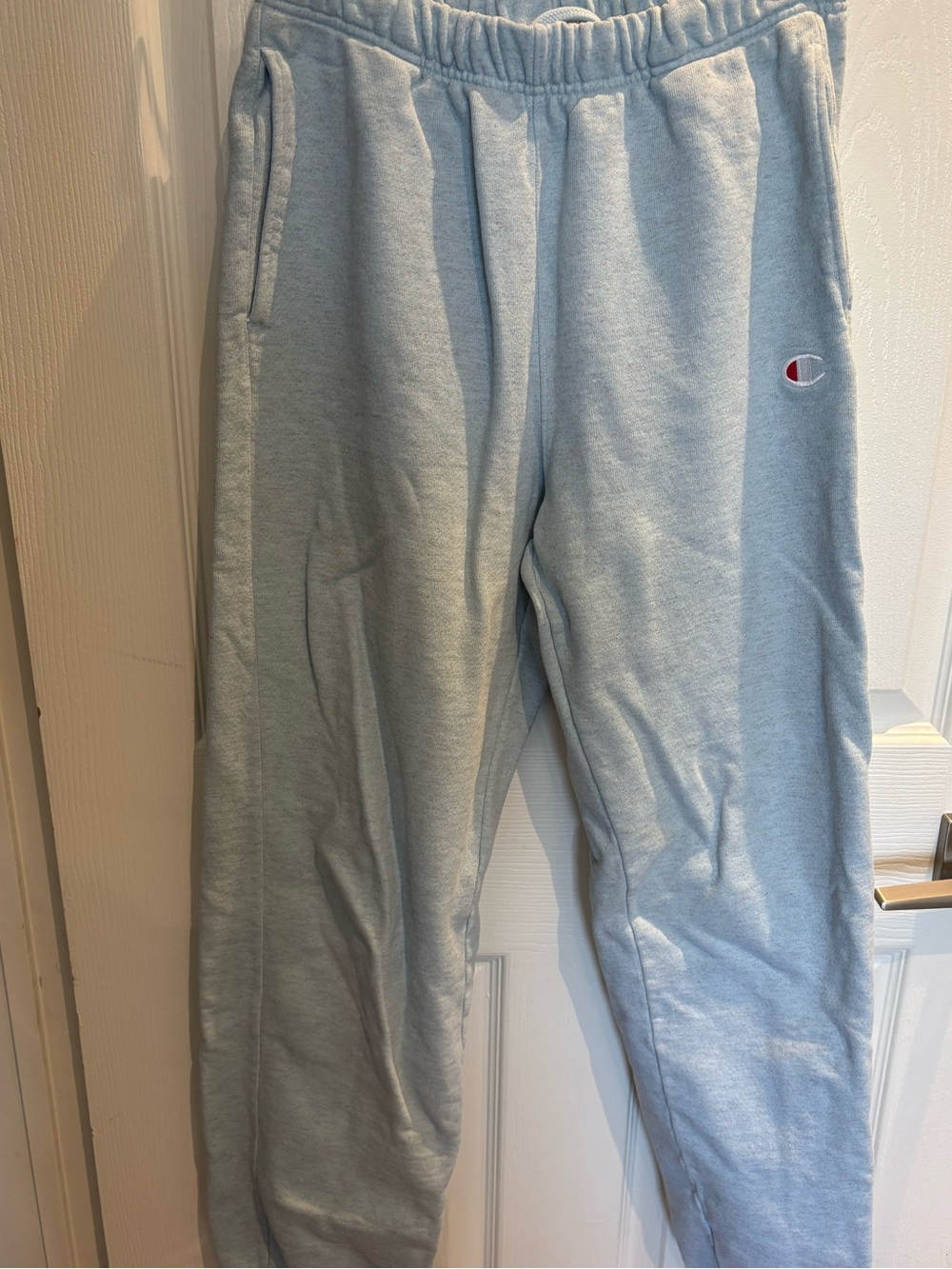 Champion Light Blue Drawstring Sweatpants with Logo Tag